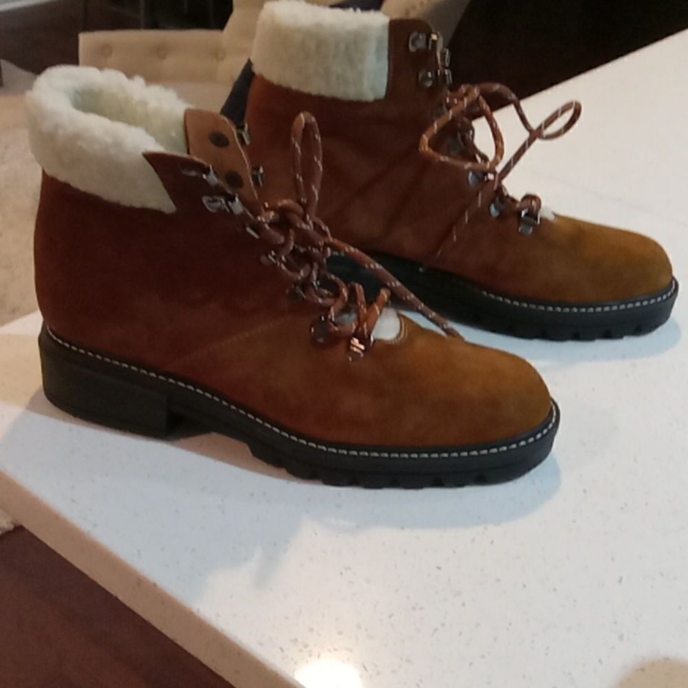 Bernardo Studio Dash boot in tobacco split suede w shearling collar size 9 NWT - Picture 4 of 8